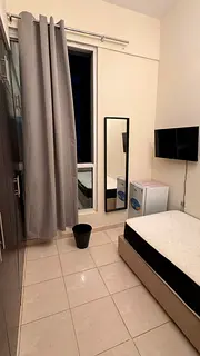 Available soundproof new single partition with smart tv and fridge in sports city