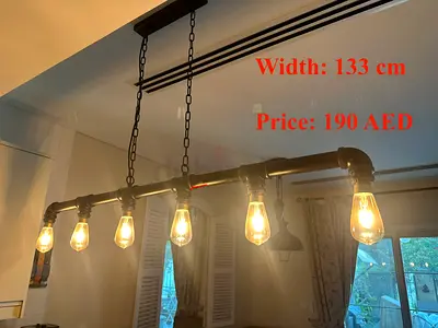 Industrial Pipe Chandelier Pendant Light - 6 Bulbs, 133 cm