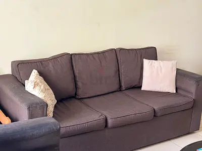 3+2-Seater Brown Fabric Sofa in Good Condition