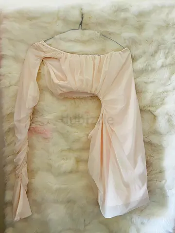 oh Polly Light Pink Sheer One-Shoulder Womens Top, Size S