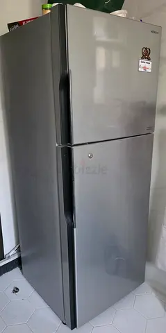 Well-maintained 2-door Hitachi Refrigerator, Silver, Good Working Condition