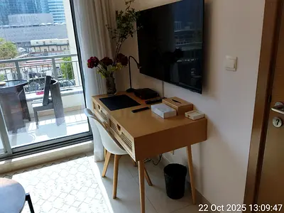 Minimal Wooden Desk with Drawer and Chair - Good Condition