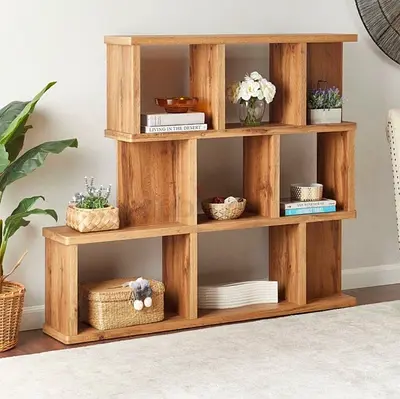 Modular Oak Finish Open Bookcase / Display Shelf