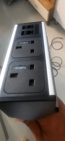 Desk / Conference Table Power Module – 2 UK Sockets + 2 Network Ports