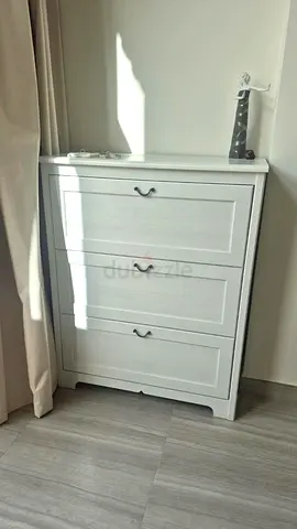 White 3-Drawer Shoe Cabinet / Chest - Good Condition