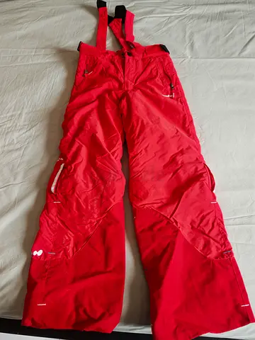 Red Ski Snow Bib Pants with Adjustable Straps - size 8 years old