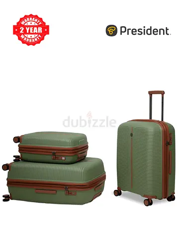 President 3-Piece Hard Shell Luggage Set - Olive Green