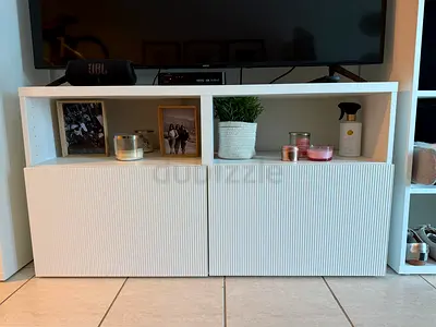 IKEA low TV cabinet with storage - white