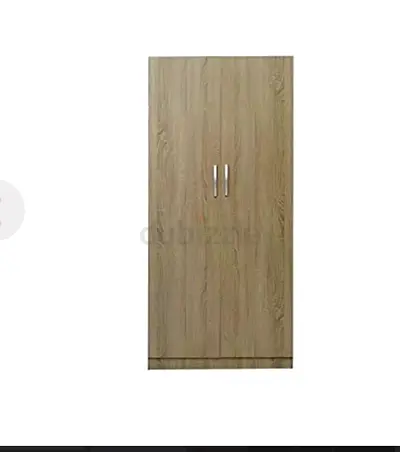 Simple 2-Door Wooden Wardrobe - Light Oak Finish