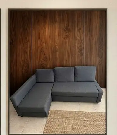 L-shaped grey fabric corner sofa bed () - good condition