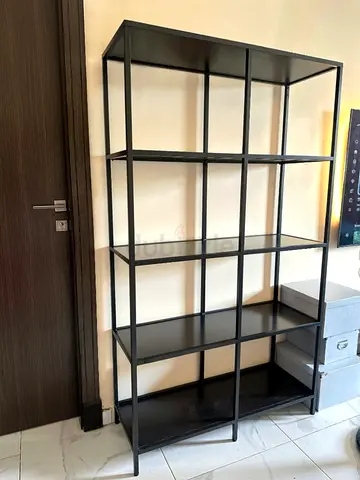 2 IKEA Shelfs, Tall Glass Shelf  KALLAX 8-Cube Bundle (Black-Brown)