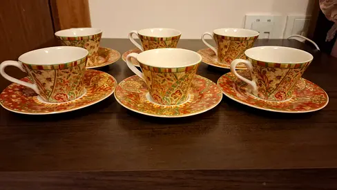 Dubai - Al-Muraqqabat / HomeCentre Maharana Espresso Cup and Saucer 6 cups + 6 saucers/ New /No Box