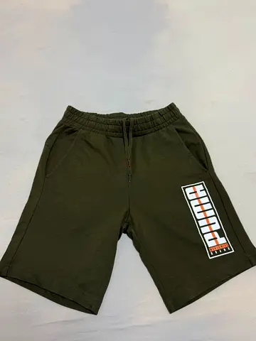 Puma mens olive green casual shorts - size S (elastic waist)