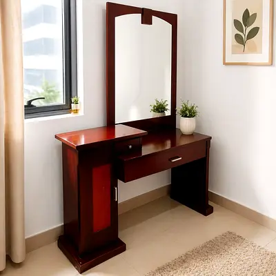 Wooden dressing table with mirror