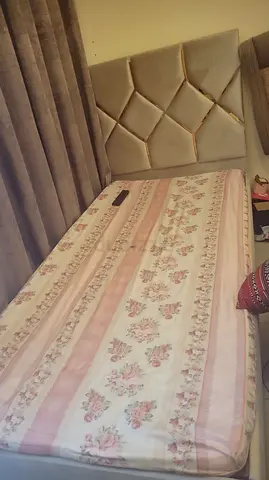 Single bed with upholstered headboard and mattress - good condition