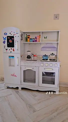 Wooden Play Kitchen Set with Fridge and Accessories