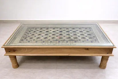 Hand-Carved Solid Wood Antique Coffee Table