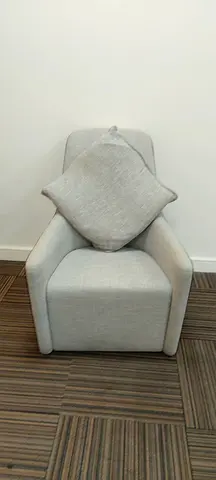 Single Light Grey Upholstered Armchair with Cushion - Good Condition - Custom made