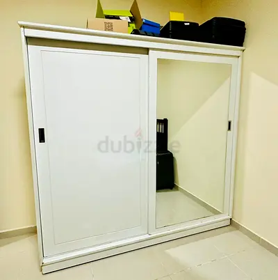 2-Door Compact Sliding Wardrobe with Mirror