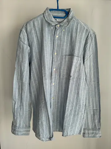 Zara Men Blue and White Stripes Shirt Size M