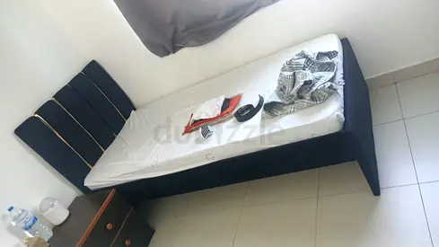 Single bed frame with mattress and bedside table - good condition