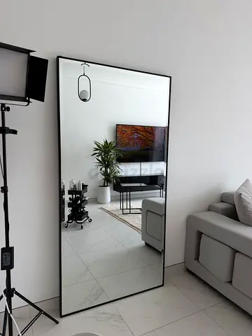 Large Full-Length Black Framed Wall Mirror - Modern