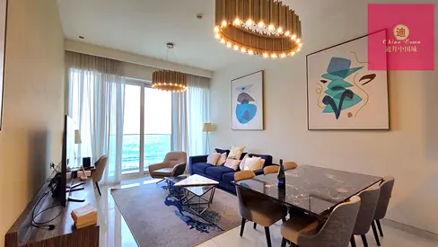 شقة بغرفتي نوم | إطلالة على النخيل والبحر | مفروشة | أفاني بالم فيو DMC