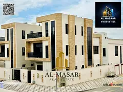 Excellent villa in Al Bahia area, Ajman, with a private pool, distinctive design, freehold ownership