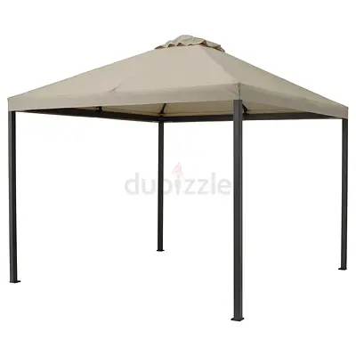4-Post Outdoor Gazebo with Beige Canopy - Good Condition