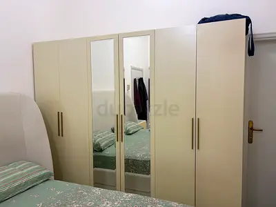 6-Door Wardrobe with Mirrors - Beige, excellent Condition-HOme center purchased date July-2025