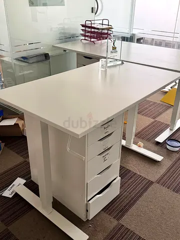 white sit stand desk