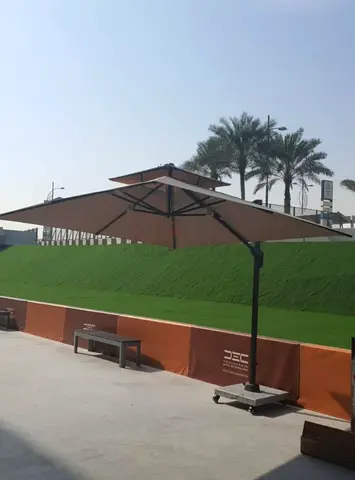 Umbrella with wheelbase beige outdoor furniture garden furniture