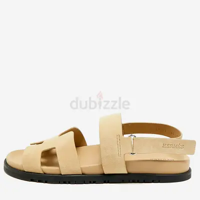 Authentic Hermes Genius Size 41 Beige Suede Flat Sandals