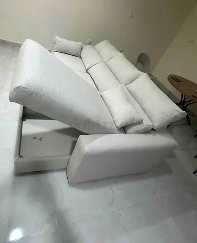 L-Shaped beige L shape sofa bed with storage