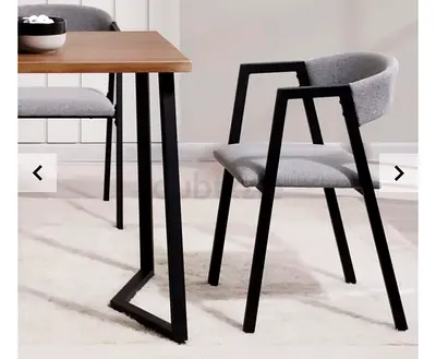 Dining table with 4 Modern Grey Fabric Dining Chairs