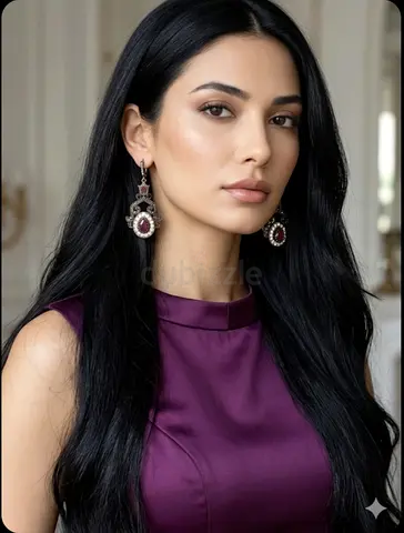 Pair of vintage-style drop earrings with red stones — gently used