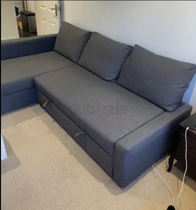 Grey L-shaped Corner Sofa Bed with Storage - Good Condition