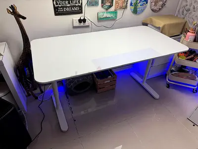 White Adjustable IKEA Desk - Large