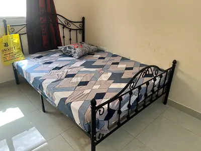 Double bed with mattress (metal)