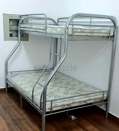Metal Bunk Bed with Double Lower Mattress - Good Condition