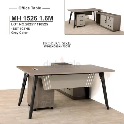 Modern Grey L-Shaped Office Desk with Storage (160cm x 80cm)