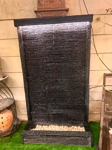 Freestanding Outdoor Wall Fountain with LED Lighting