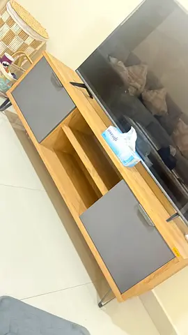 Wooden TV Stand / Entertainment Unit with Grey Doors