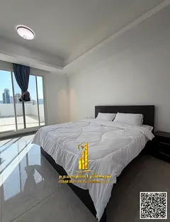 For monthly rent in Ajman, 3-bedroom apartment with a balcony open view, fully furnished new with el