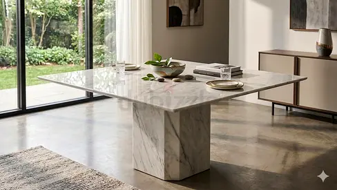 Available high quality pure marble dining table without chairs like a new