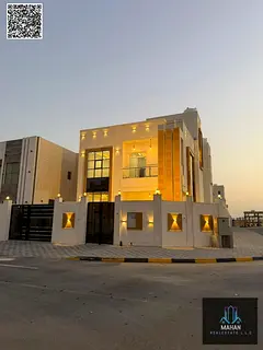 Corner villa for sale in Al Zahia, Ajman. Modern finish, 4 bedrooms, and a roof terrace.
