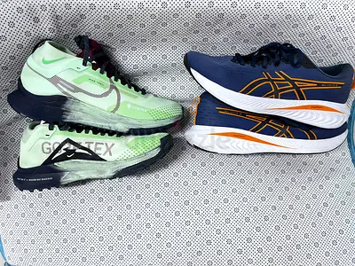 Asics Mens Running Shoes and Nike React Pegasus Trail 4 GORE-TEX - Navy/Orange, Size (44-43)