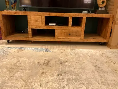 Solid reclaimed rustic wood TV entertainment unit