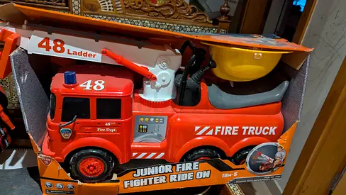 Junior Firefighter Ride-On Toy Truck with Ladder
