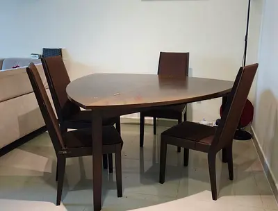 Urgent Sale | 4-Seater Oval Dining Table Set | Dark Brown | Good Condition